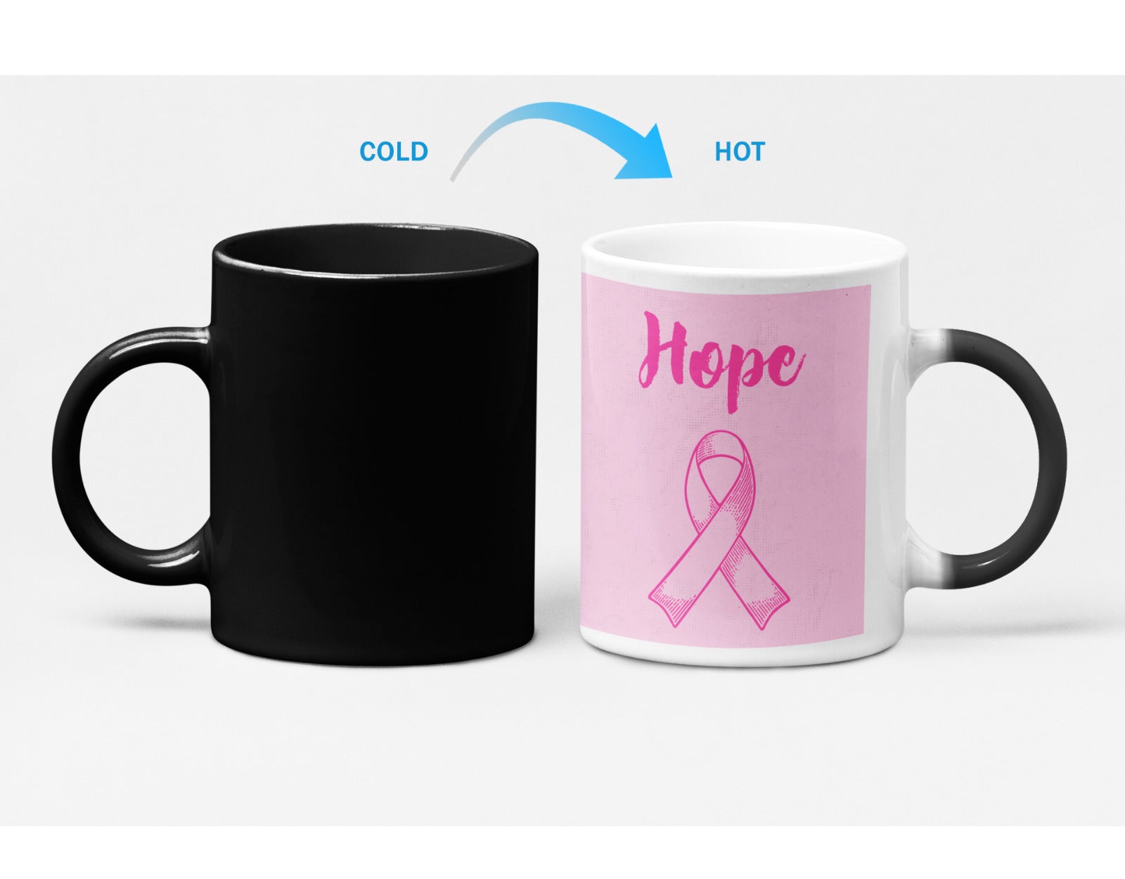 Pink Ribbon Hope Theme Magical Heat Sensitive Color Changing Mug Onetify