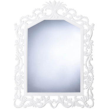 White Flourish Wood Wall Mirror Accent Plus