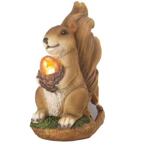 Solar-Powered Light-Up Squirrel Statue Accent Plus