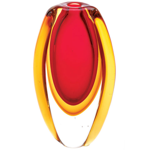 Red and Gold Sunfire Glass Vase Accent Plus