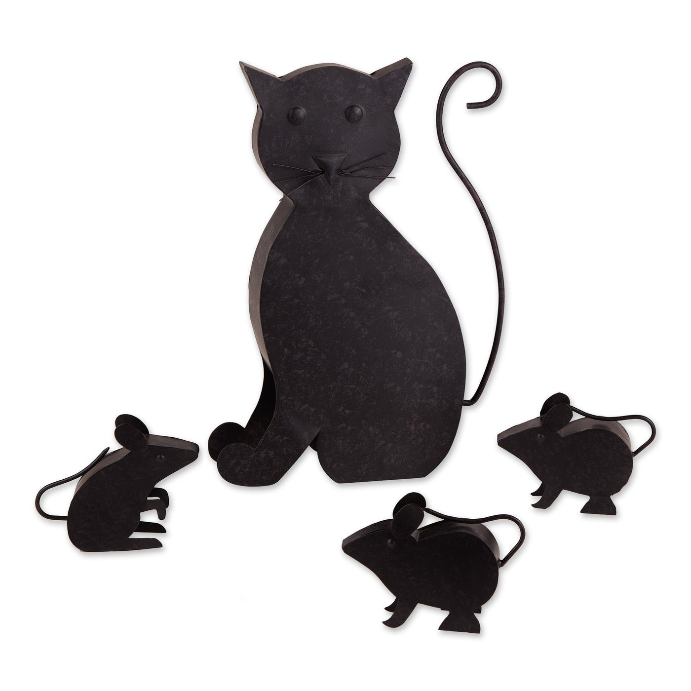 Cat and Mice Metal Garden Sculpture Set Accent Plus