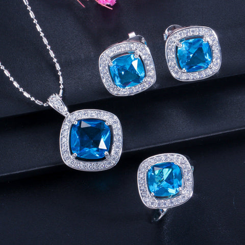 Festive Fashion 4pc Princess Signature Jewelry Set BLUE TOPAZ Vista Shops