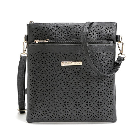 Blossomita Handbag With Cutout Flower Design BEST OF BLACK Vista Shops