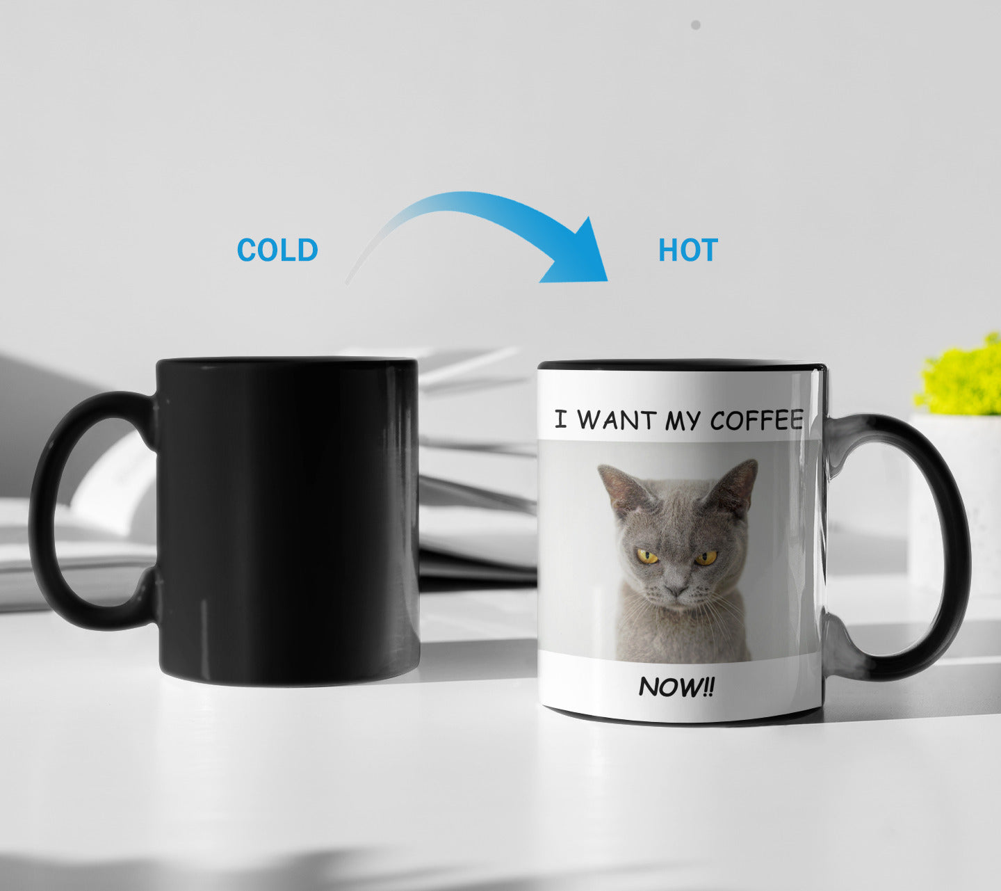 Heat Sensitive Cat Loves Coffee Ceramic Color Changing Mug Onetify