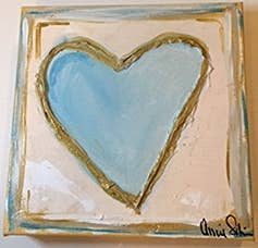 Mini Heart Painting - Small Block Art - Love Heart Painting  (Pack of 6) 6