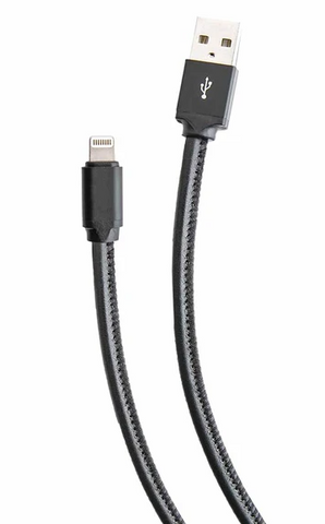 Genuine Leather Apple MFi Certified Lightning Cable for iPhones & iPads Black 3 feet Fifth & Ninth
