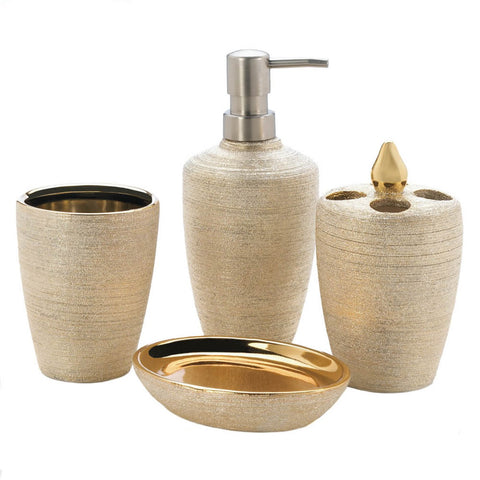 Golden Shimmer Porcelain Bath Set Accent Plus