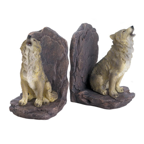 Howling Wolves Bookend Set Accent Plus