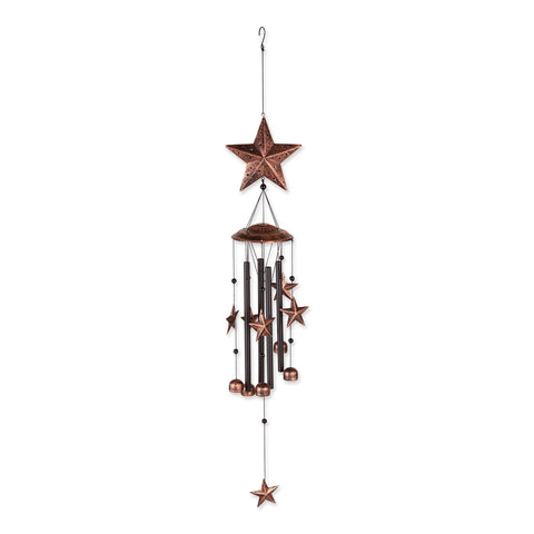 Bronze Wind Chimes with Stars and Bells - 34 inches Accent Plus
