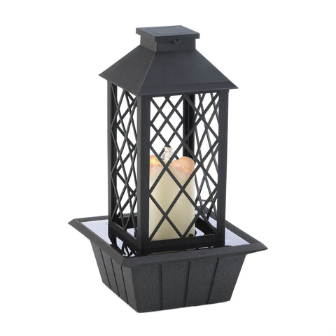 LED Candle Lantern Tabletop Water Fountain - Black Gallery of Light