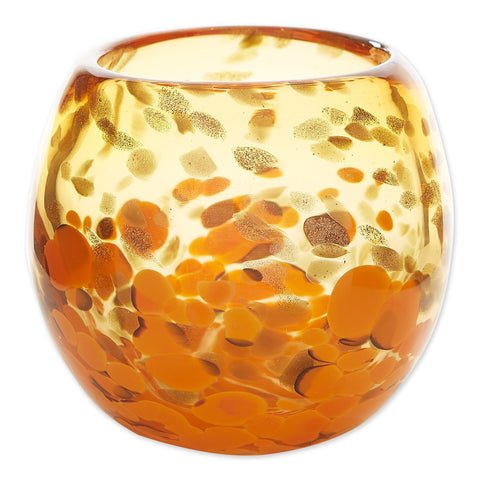 Glass Vase or Decorative Bowl - Orange Accent Plus