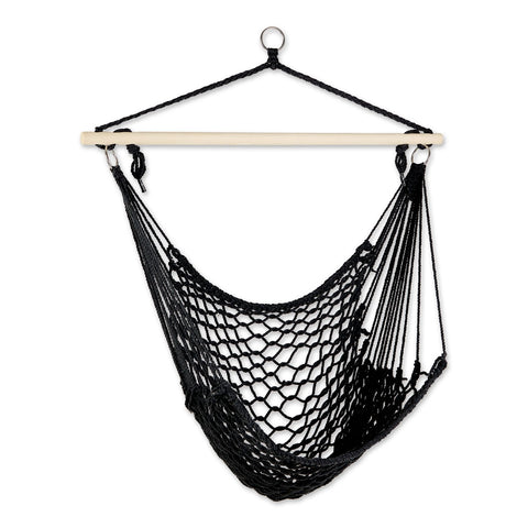 Recycled Cotton Swinging Hammock Chair - Black Accent Plus