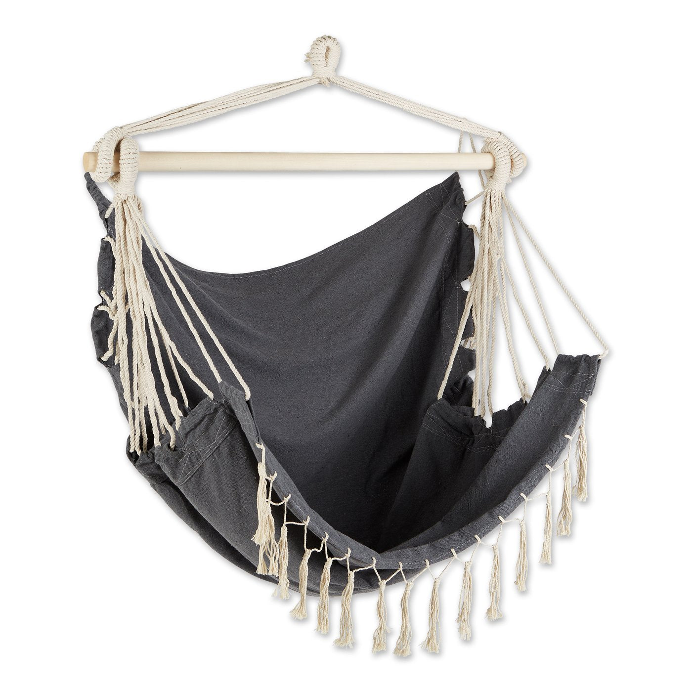 Hammock Chair with Tassel Fringe - Gray Accent Plus