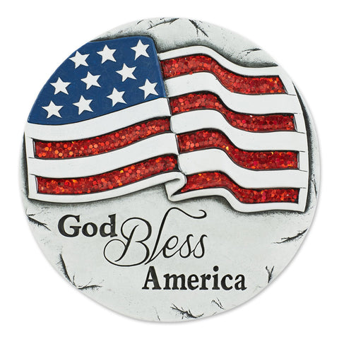 Sparkly God Bless America Cement Garden Stepping Stone Accent Plus