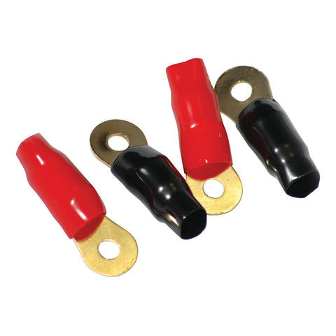 American Bass 1/0 AWG Ring Terminals 4 Pairs per pkg.  red & black American Bass