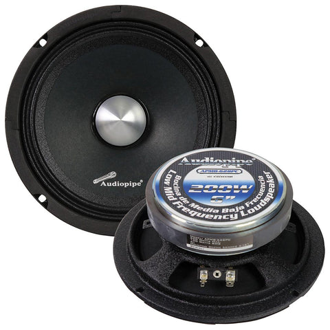 Audiopipe Low Mid Frequency Loudspeaker 6" 200W Max Each - Silver Bullet Dust Cap Audiopipe