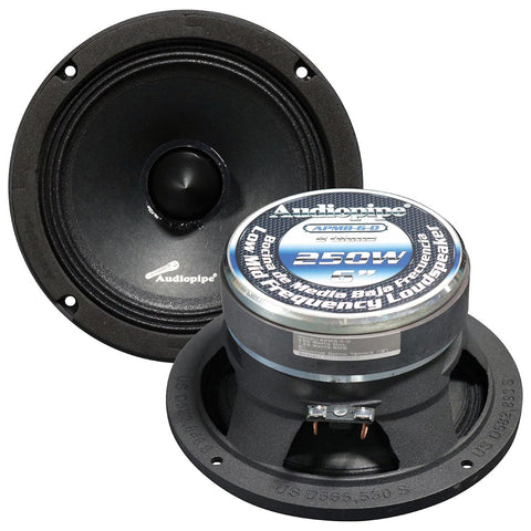 Audiopipe 6” Low Mid Frequency Speaker 125W RMS/250W Max 8 Ohm (Sold each) Audiopipe
