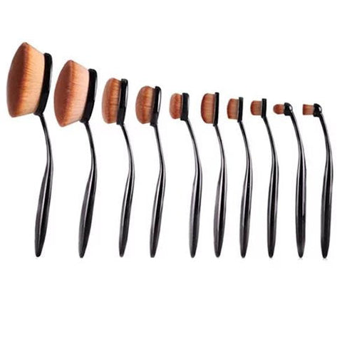 Beauty Experts Set of 10 Oval Beauty Brushes BLACK Vista Shops