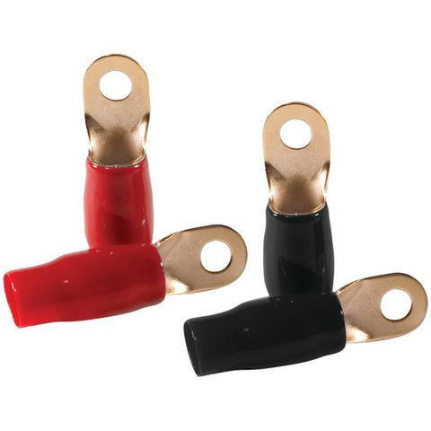 DB Link RT4 4-Gauge 5/16" Ring Terminals, 4 pk (Gold Plated, 2 Red & 2 Black) DB LINK