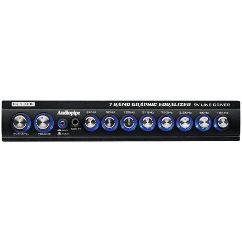 Audiopipe 7 Band Graphic Equalizer with HI/LO Converter  (9V Line Driver) Audiopipe