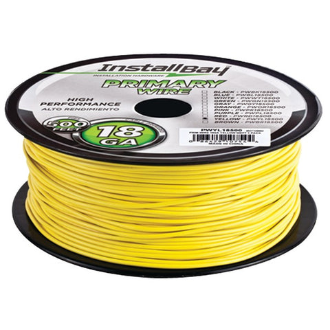 Install Bay PWYL18500 18-Gauge Primary Wire, 500ft (Yellow) INSTALL BAY(R)