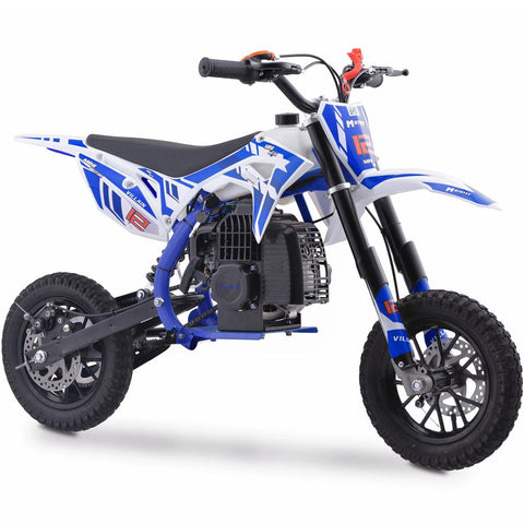 MotoTec Villain 52cc 2-Stroke Kids Gas Dirt Bike Blue MotoTec