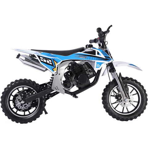 MotoTec Warrior 52cc 2-Stroke Kids Gas Dirt Bike Blue MotoTec