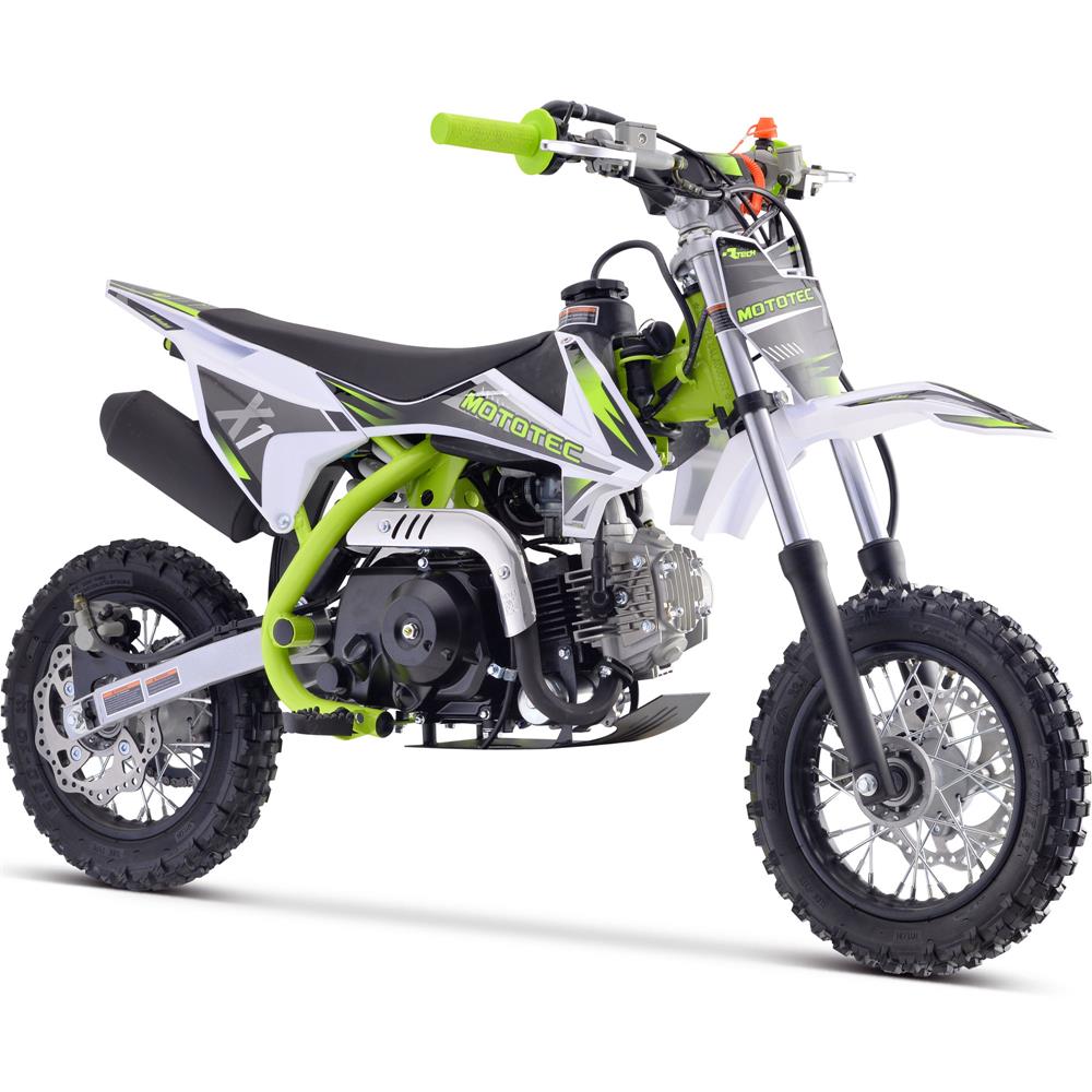 MotoTec X1 110cc 4-Stroke Gas Dirt Bike Green MotoTec