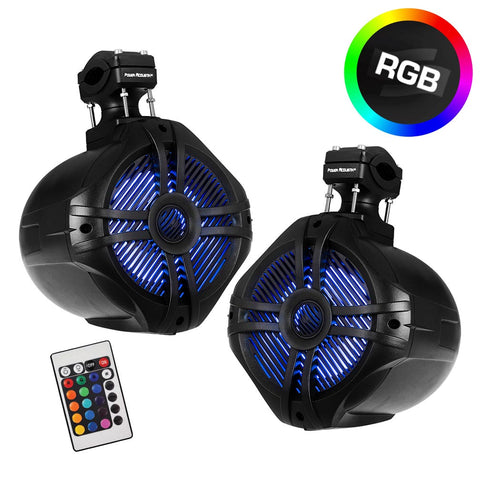Power Acoustik Marine 6.5" 2-Way Wakeboard Speakers with RGB LED Illumination - Pair (Black) Power Acoustik