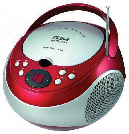 Naxa Portable CD Player with AM/FM Red(NPB251RE) Naxa