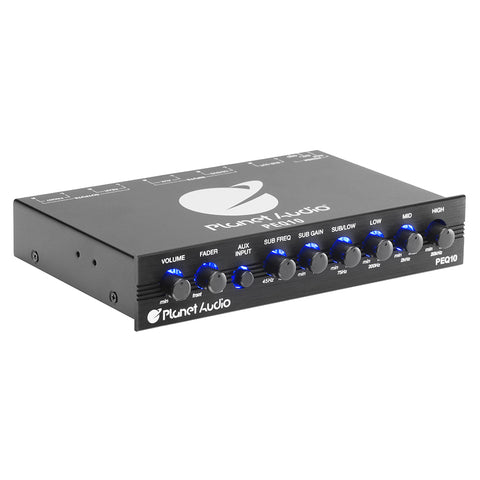 Planet 4 Band Equalizer Aux input master volume control half DIN size chassis Planet Audio