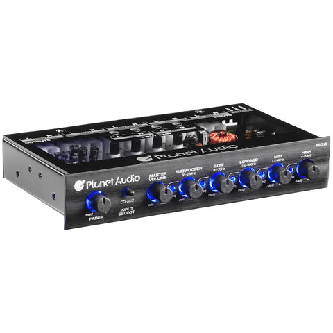 Planet 5 Band Equalizer Aux input master volume control half DIN size chassis Planet Audio