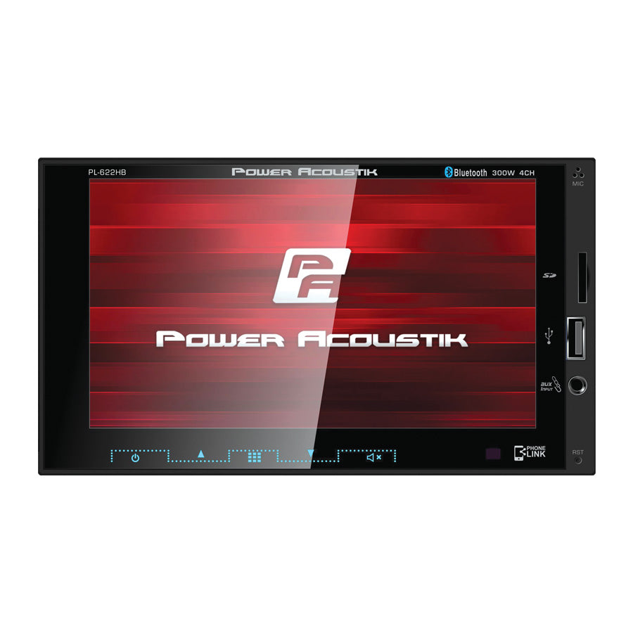 Power Acoustik 6.2” Double DIN MECHLESS Fixed Face Receiver with PhoneLink Bluetooth Power Acoustik