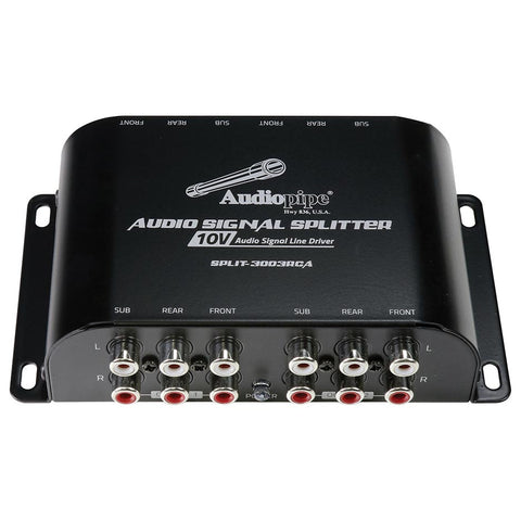 Audiopipe RCA 1 In /3 Out Splitter with 10 Volt Audio Signal Line Driver Audiopipe