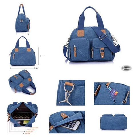 Savvy Cargo mini Canvas Bag by Journey Collection Blueberry Blue Vista Shops