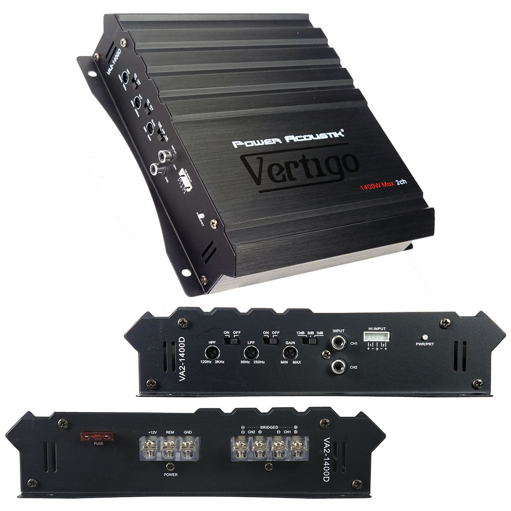 Power Acoustik Vertigo Series 2 Channel Amplifier 1400W Max Power Acoustik