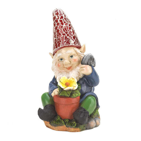 Accent Plus Gnome with Flower Solar Garden Statue Accent Plus