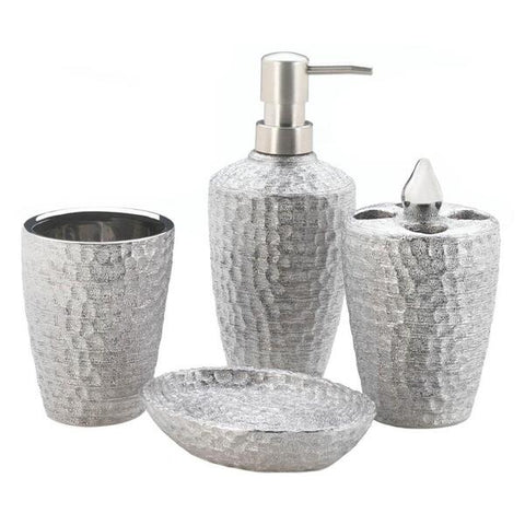 Accent Plus Hammered-Texture Silver Porcelain Bath Set Accent Plus