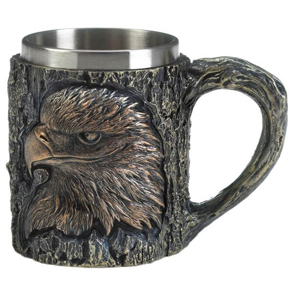 Accent Plus Rustic Carved-Look Eagle Mug with Stainless Steel Insert Accent Plus
