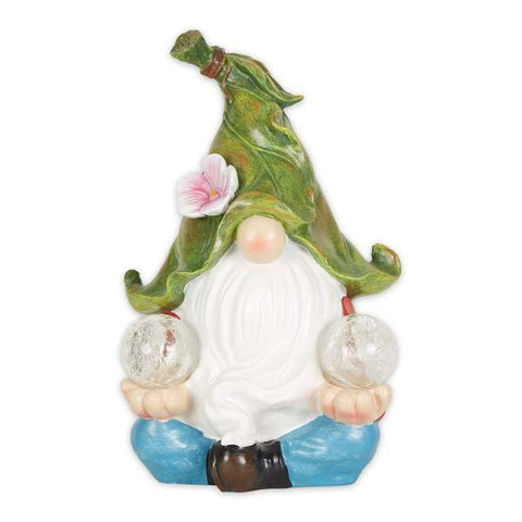 Accent Plus Meditating Leaf-Hat Gnome Solar Garden Light Accent Plus