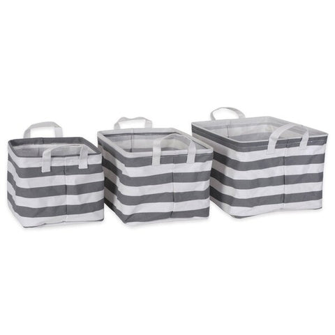 DII PE-Coated Nesting Fabric Bin Set - Gray Stripes Dii