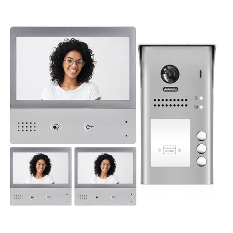 2Easy Video Intercom System 5008-N Video Intercom Entry System, DX4731S/ID - 3 Apartments WI-FI Audio/Video Doorbell Intercom Kit, Three 7 Inch LCD Touch Monitors, 170 Camera Unit, 2 Wire Connection 2easy Video Intercom Syst
