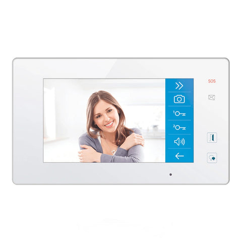 2Easy Video Intercom System 5016-N 7 Color Touch Screen Monitor  DX-47MG for 2-Wire Video Intercom Systems with Three Buttons, Wi-Fi Connection, SD Card Slot, In White Housing 2easy Video Intercom Syst