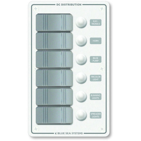 Blue Sea 8273 Water Resistant Panel - 6 Position - White - Vertical Blue Sea Systems