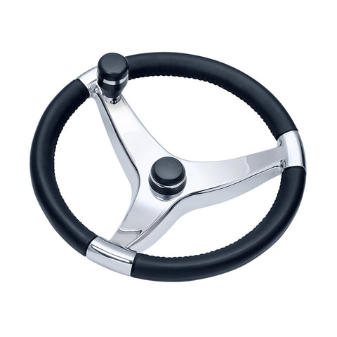 Schmitt &amp; Ongaro Evo Pro 316 Cast Stainless Steel Steering Wheel w/Control Knob - 15.5" Diameter Schmitt & Ongaro Marine