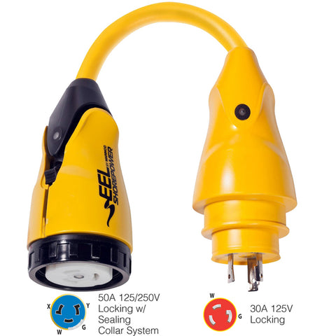 Marinco P30-504 EEL 50A-125/250V Female to 30A-125V Male Pigtail Adapter - Yellow Marinco