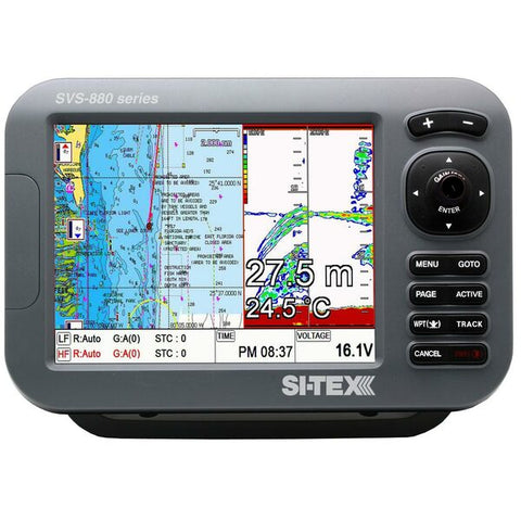 SI-TEX SVS-880CF 8" Chartplotter/Sounder Combo w/Internal GPS Antenna & Navionics+ Flexible Coverage Chart Card Si-tex