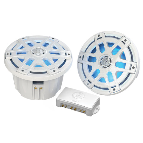 Poly-Planar MA-OC8 8" 500 Watt Waterproof Blue LED Speaker - White Poly-planar