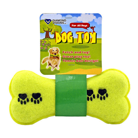 Fetch and Tug Tennis Ball Dog Bone Toy for Large and Small Dogs - Diamond Visions DST