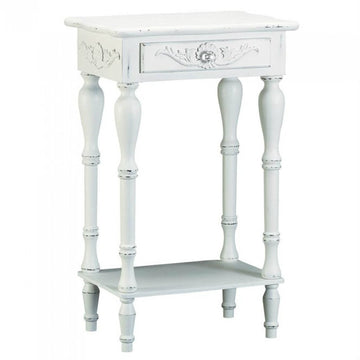 Carved White Side Table Accent Plus